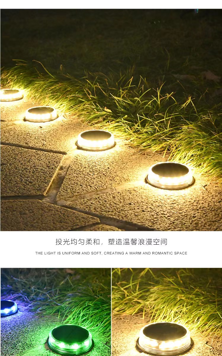 Solar waterproof ground lamp, 17LED circular lawn lamp, courtyard garden decorative lamp, landscape lamp, practical street lamp pic 9