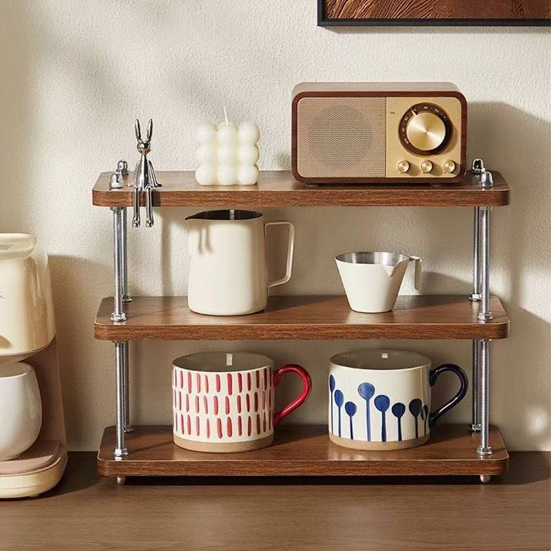 Desktop storage rack, three-layer kitchen coffee rack, desk partition rack, desktop storage, small bookshelf, water cup and tea set rack pic 14