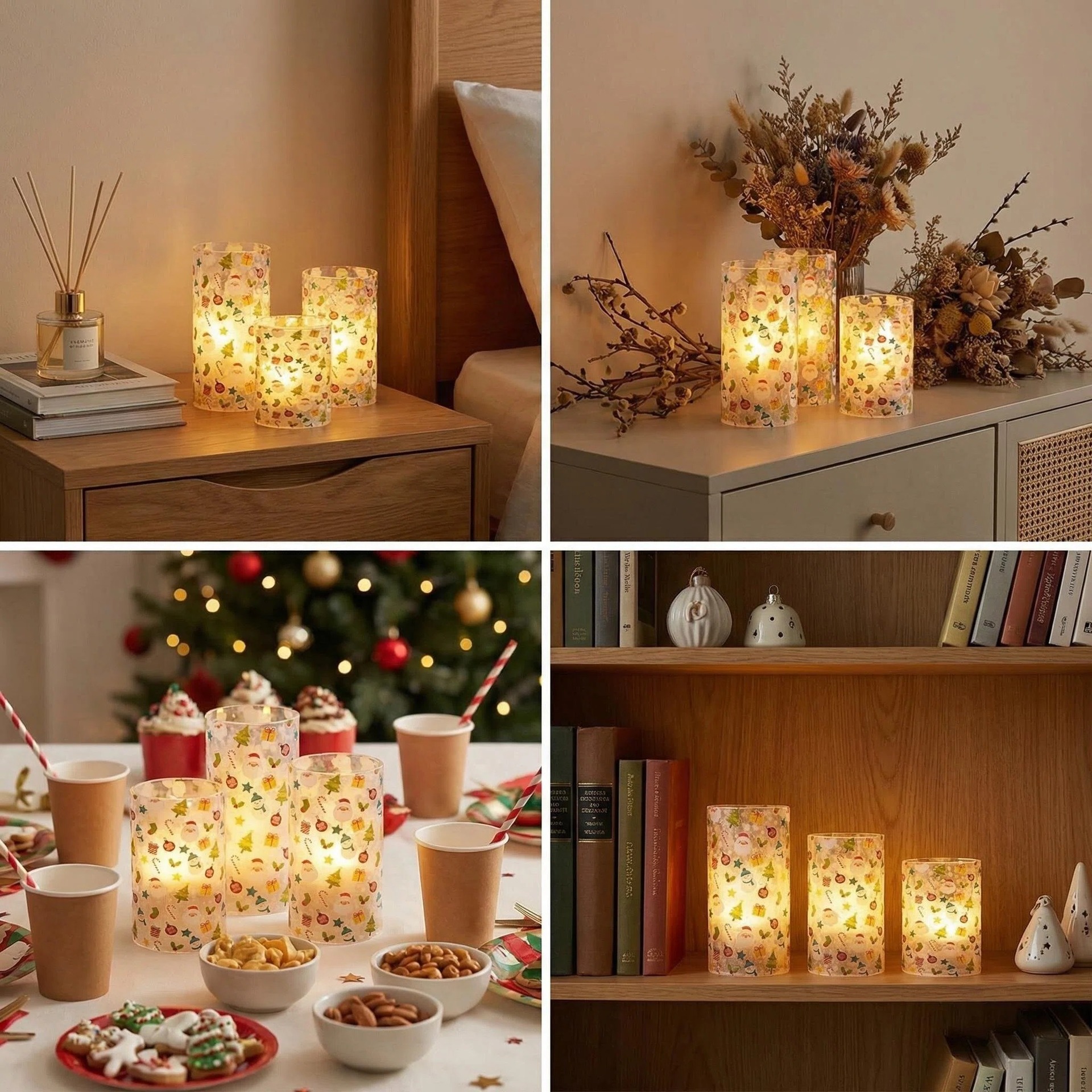 Uv-printed new Christmas snowman with replaceable patterns, illuminated decorative candle, 7.5 electronic candle, factory direct sales pic 7