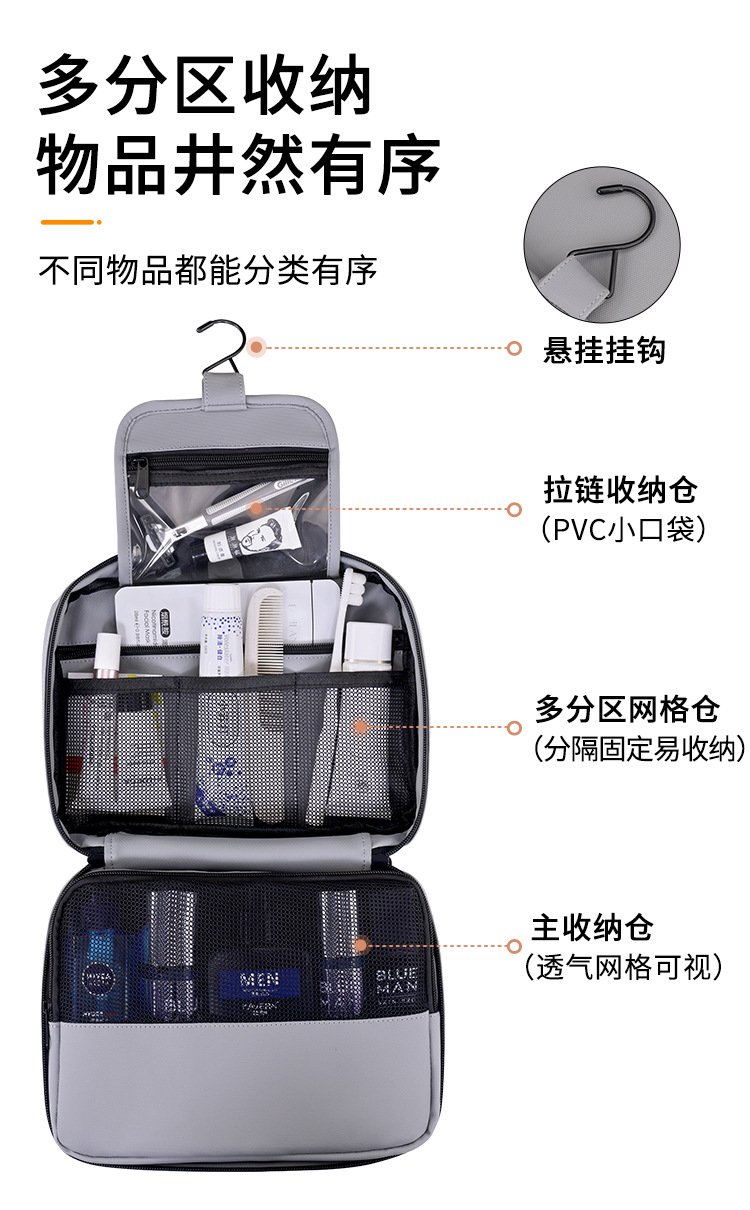 高档旅行洗漱包男士便携干湿分离出差洗护防水收纳袋化妆包大容量详情4