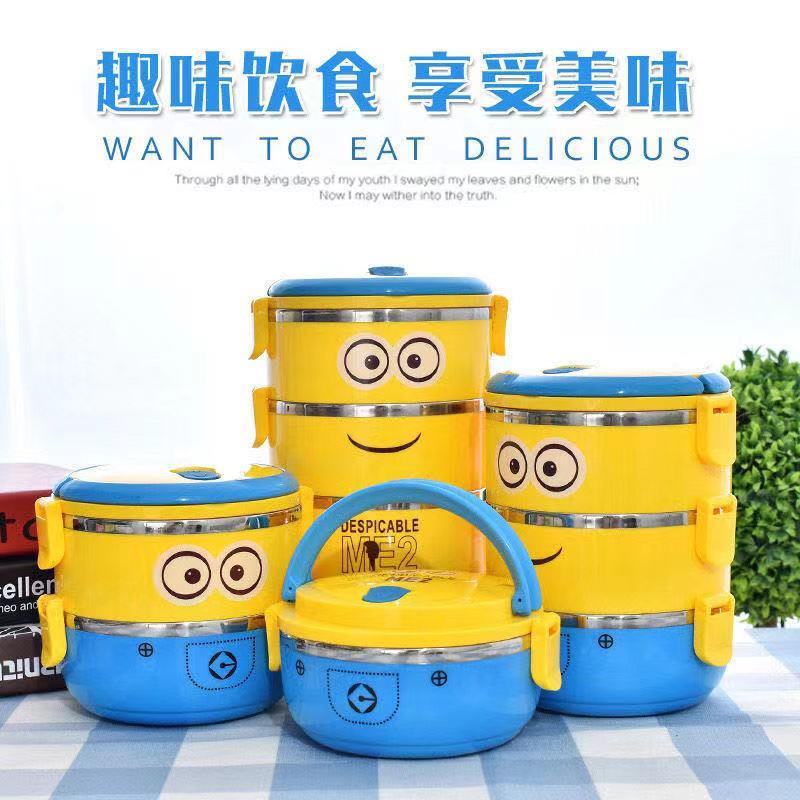 不锈钢卡通保温饭盒可爱带盖便携便当盒儿童学生成人分格多层餐盒详情1