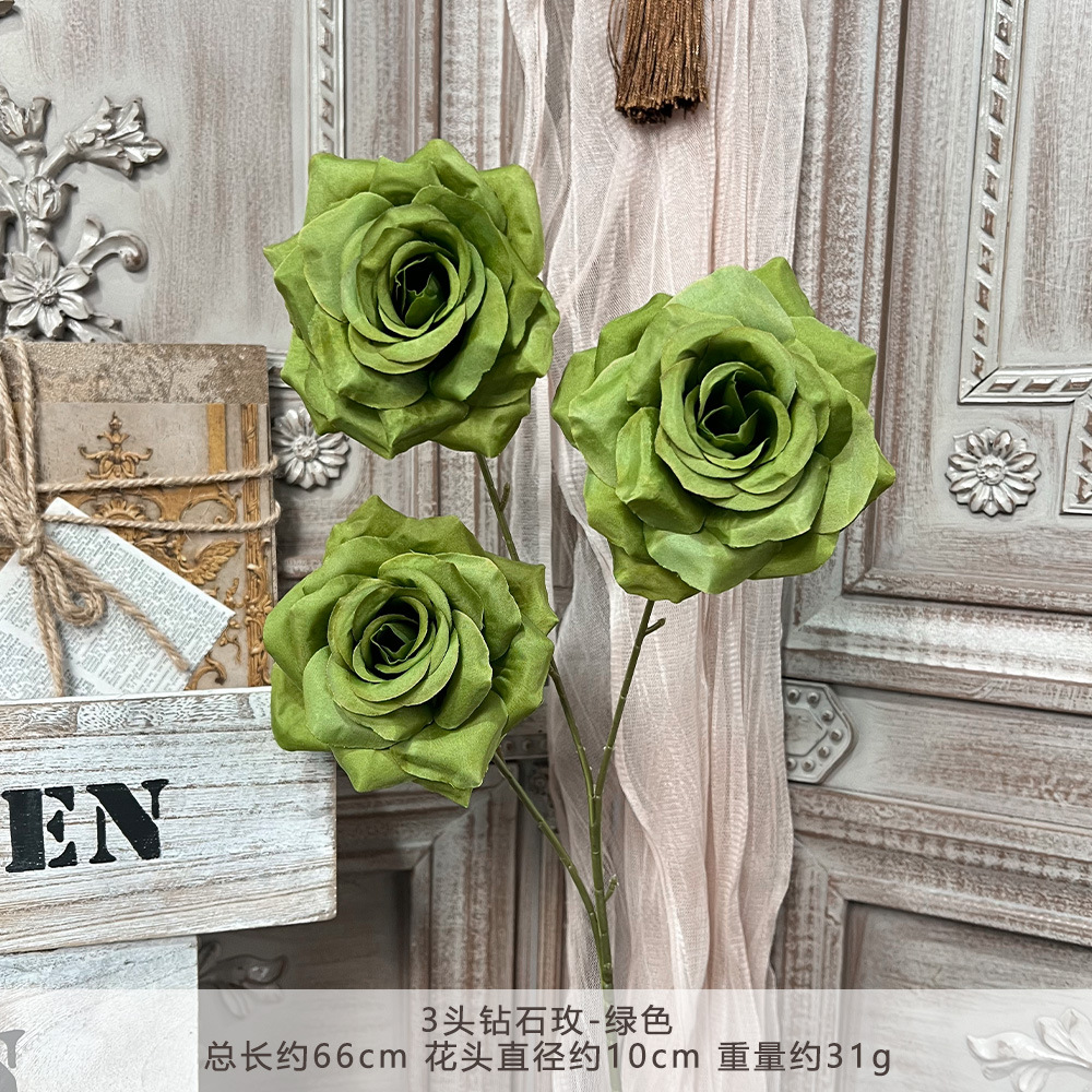 3头钻石玫瑰仿真假花束成品人造绢花婚庆地排用花塑料花婚礼布置详情18