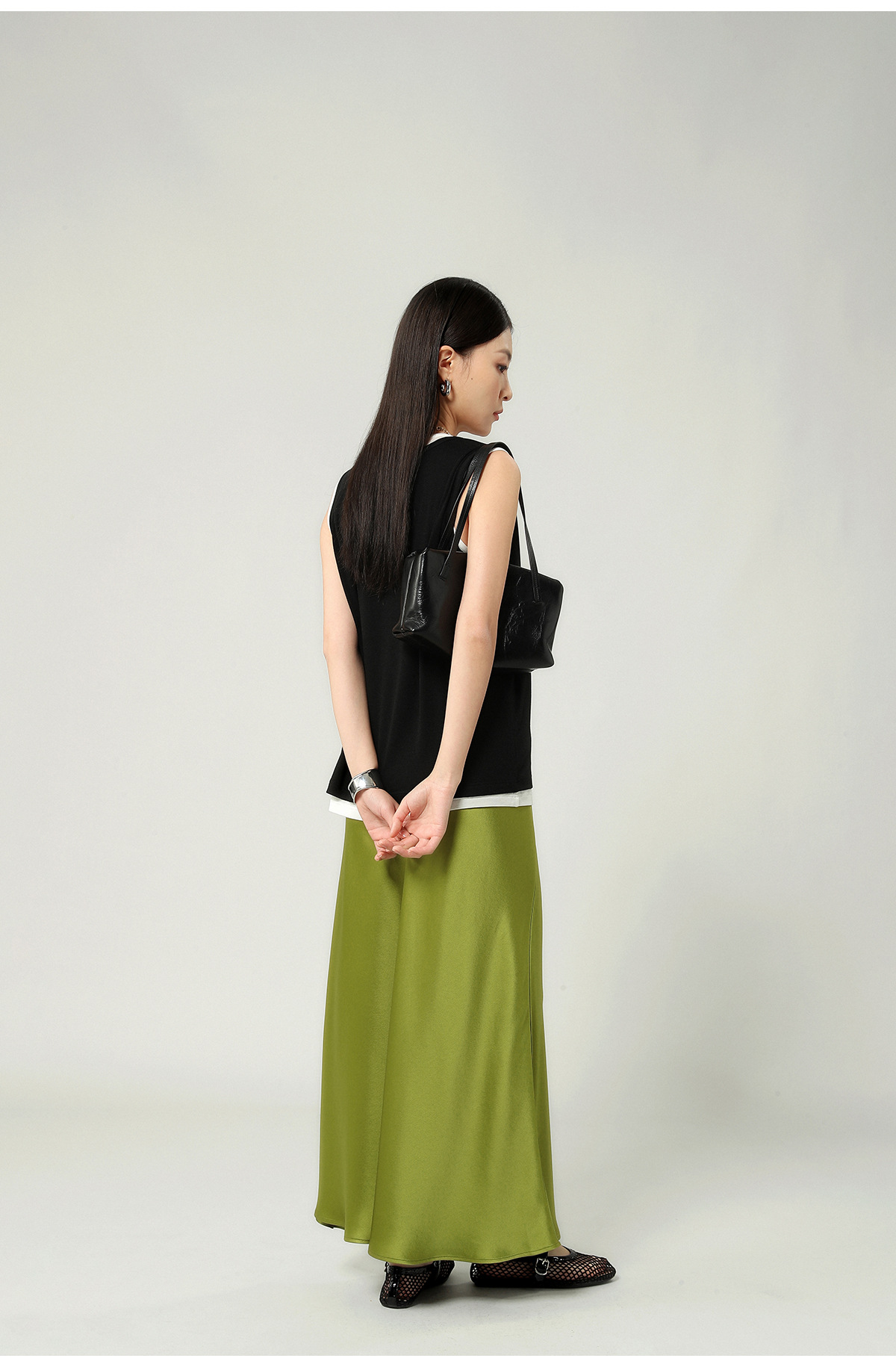 醋酸缎面丝光感柔软垂顺牛筋高腰长款半身裙女2025夏新款飘逸长裙详情22