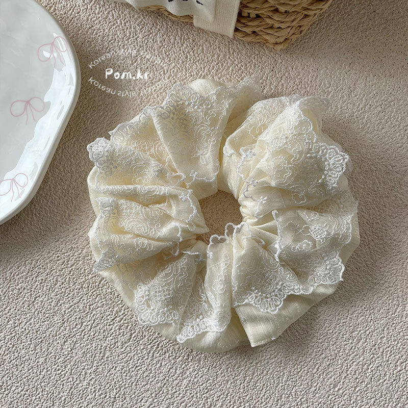 新款韩系蕾丝花边少女大肠发圈甜美高弹力丸子头发饰精致马尾发圈详情8