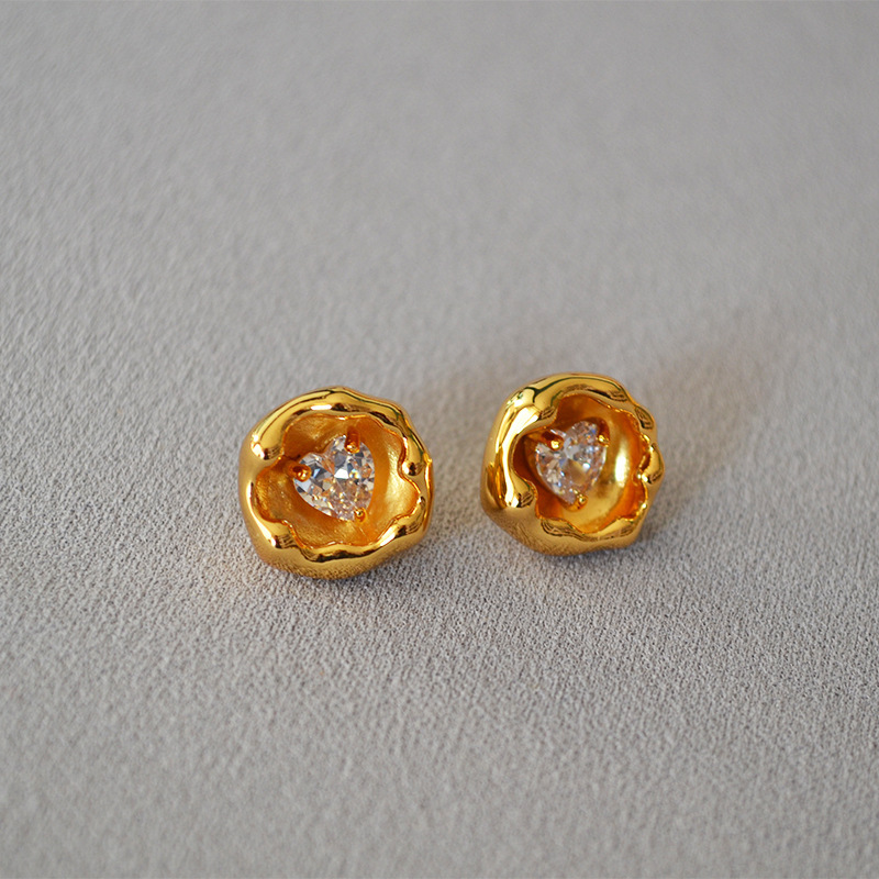 新春彩蛋清仓特价回馈欧美复古小众设计黄铜镀金个性气质耳钉耳饰详情29