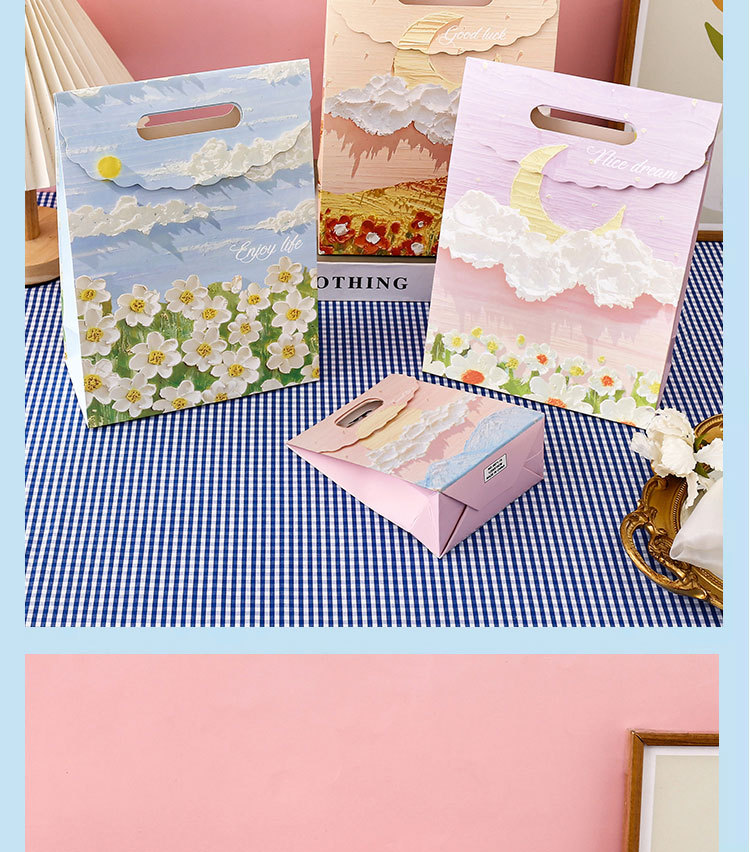 文艺油画礼品袋文艺手提袋节日精美男女生日花束包装送礼物纸袋子详情13