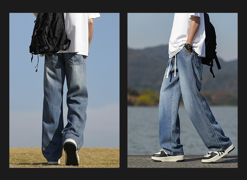 春夏男装|夏季天丝牛仔裤男2025新品直筒休闲长裤潮牌垂感阔腿裤详情17