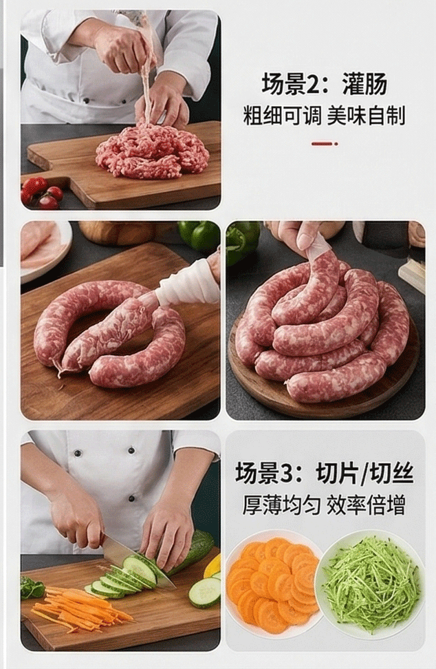 Multi-functional commercial desktop meat grinder, high-power slicing and shredding fully automatic stainless steel meat grinder for restaurants and canteens pic 3