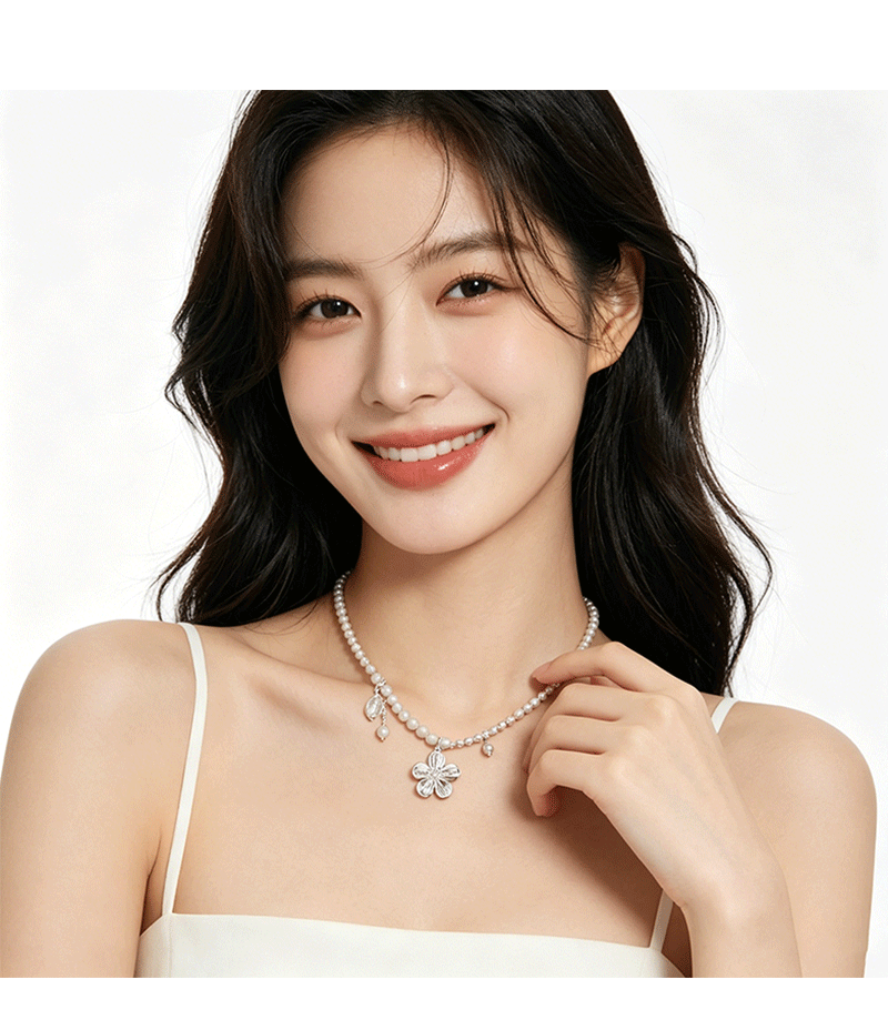 设计师款时尚轻奢花朵吊坠项链女2026直播爆款锁骨链百搭气质颈链详情9