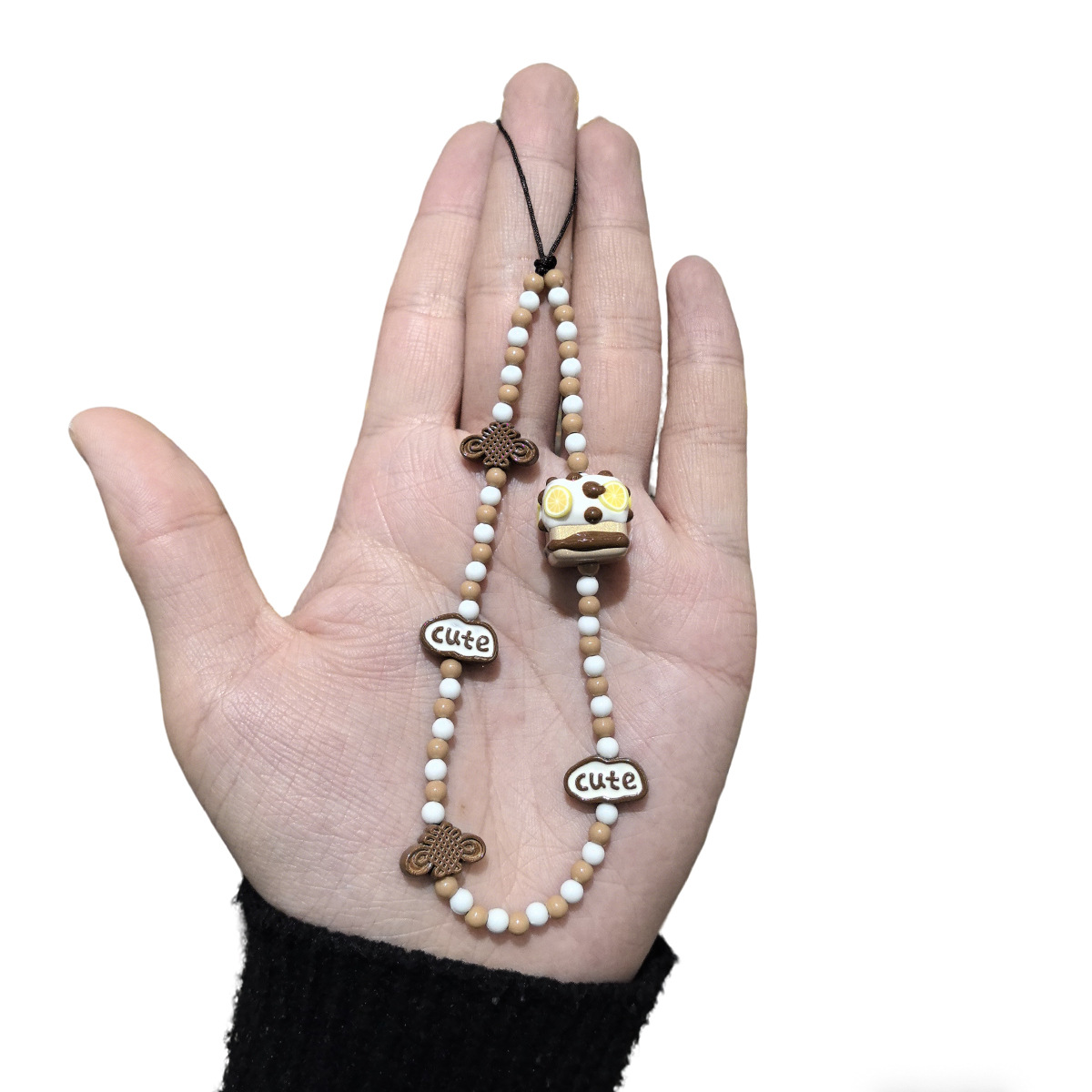 Gradient color-blocking cartoon beaded mobile phone chain, cute 3D doll hand-painted pendant, girlish Ins-style ccd pendant pic 17
