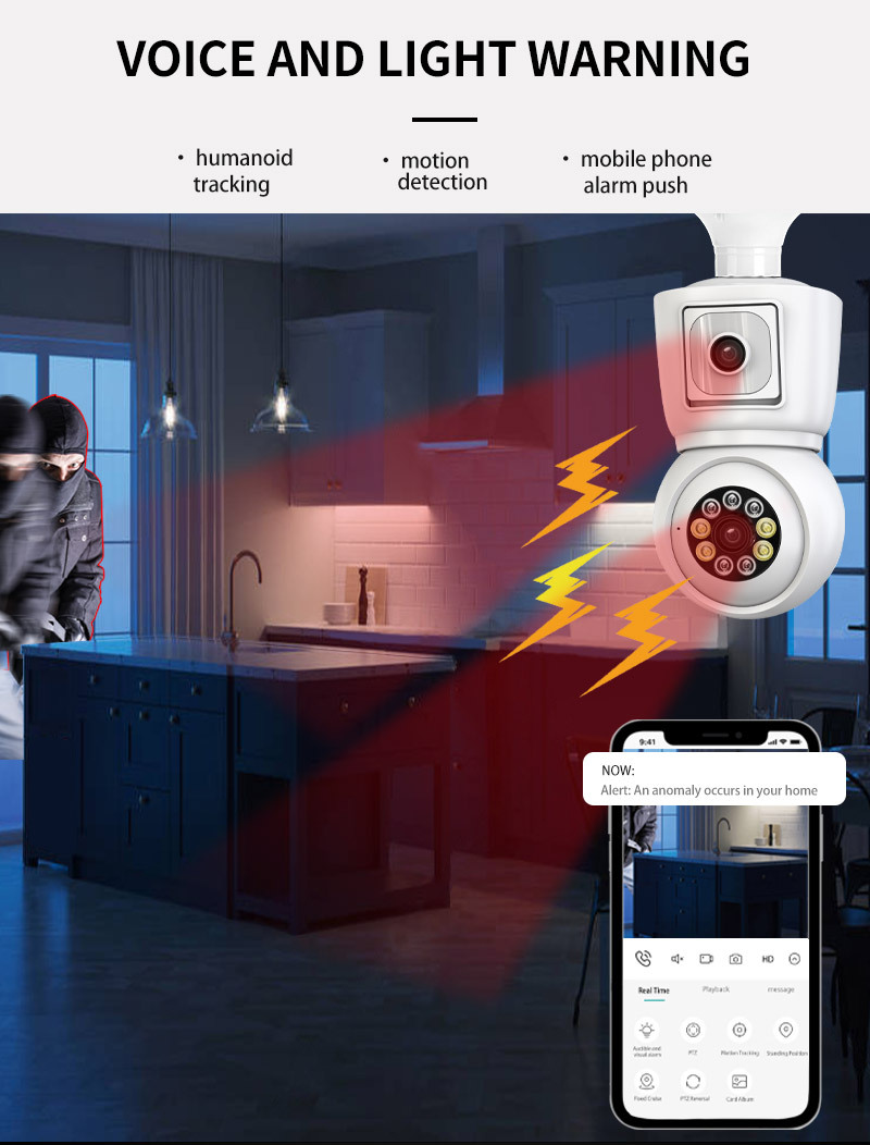 icsee dual-eye bulb camera, high-definition home wireless camera, network remote wifi cross-border monitor pic 9