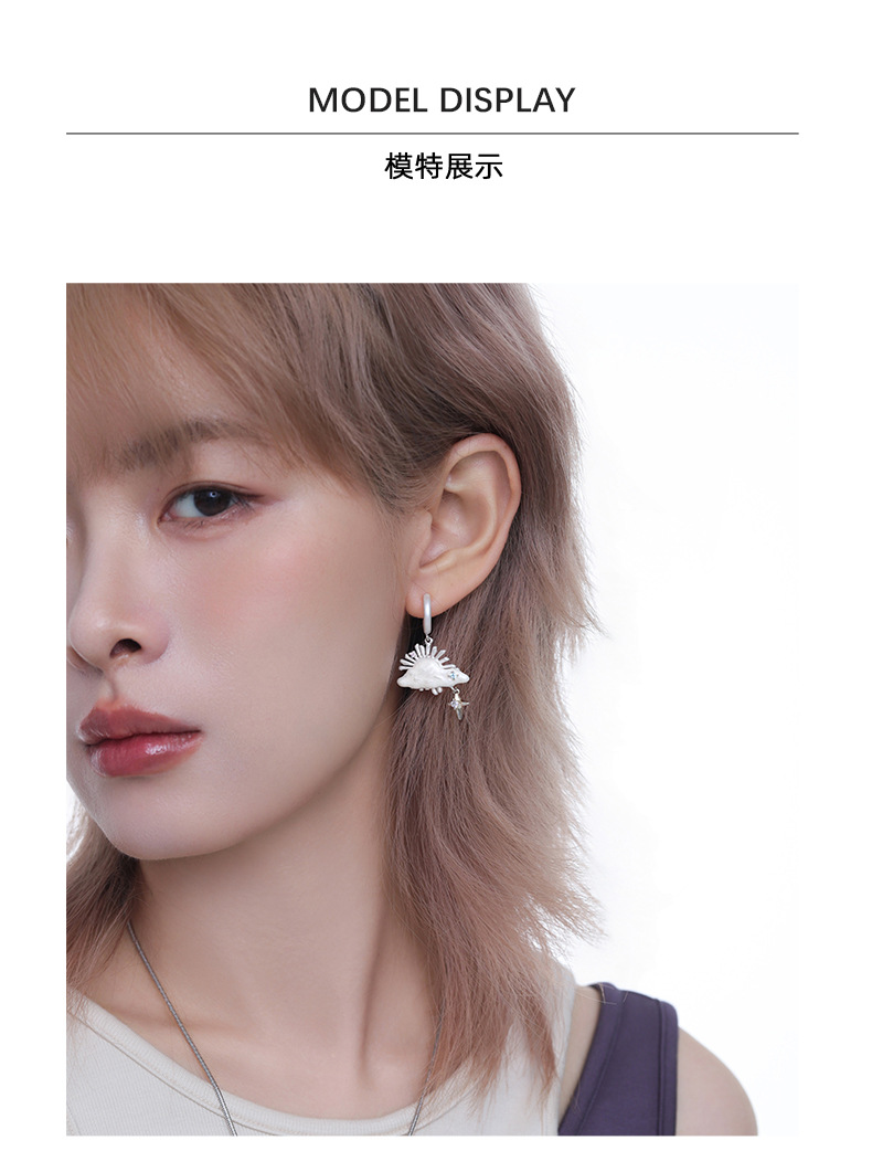 Cloud Gap Flying Crane Stud Earrings, a unique and versatile design with a high-end feel for women in an Instagram style. Original cloud earrings, 925 silver needle earrings pic 8