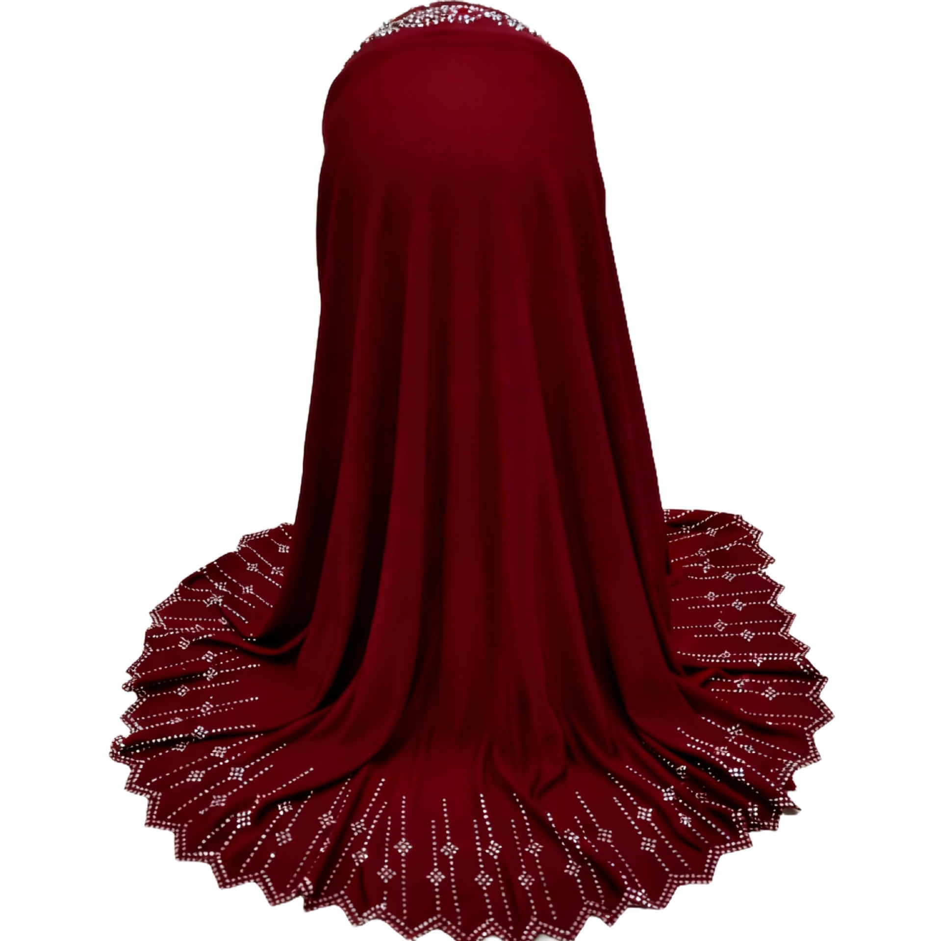 跨境货源水晶麻几何图烫钻激光边女式时尚包头帽头巾帽详情16