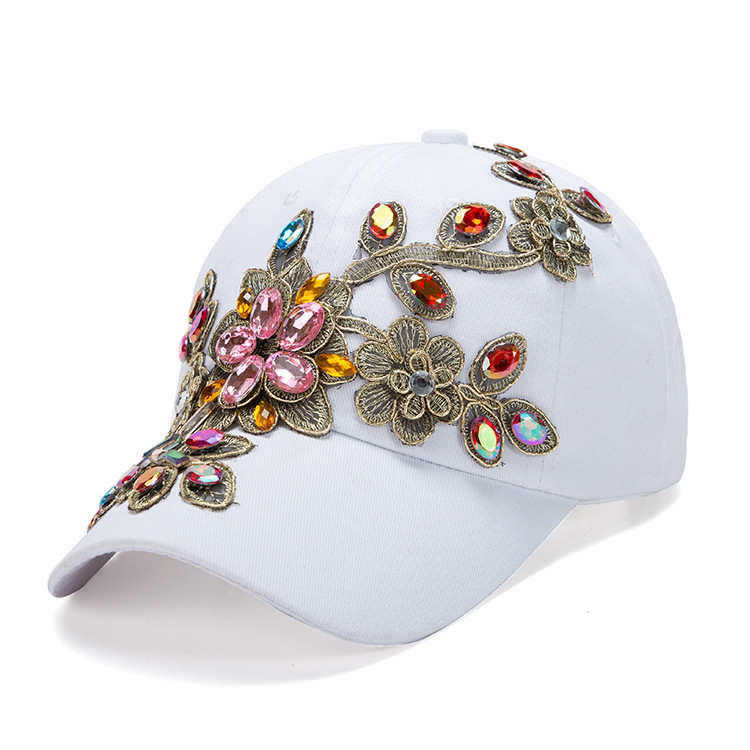 2022 Cotton hats for women, hand-stitched with diamonds, golden edges, louvers, baseball caps, outdoor casual baseball caps for children pic 3
