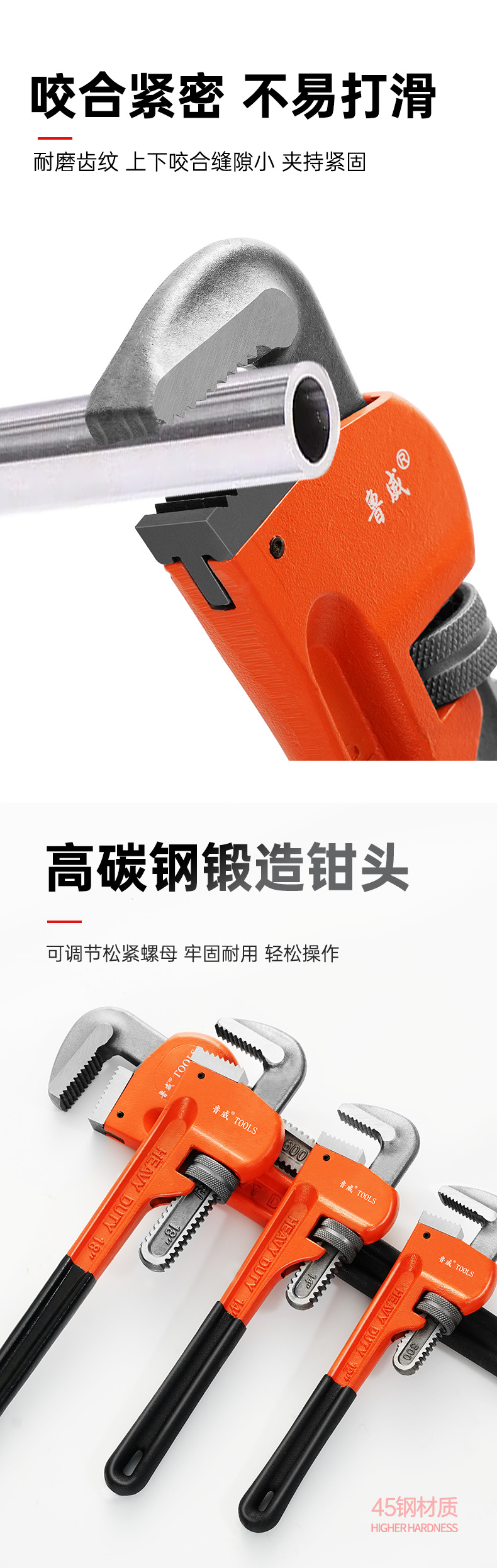 Heavy-duty pipe pliers, labor-saving and quick pipe pliers, universal wrench, water pipe pliers, American plastic-coated pipe pliers, household small pipe pliers pic 4