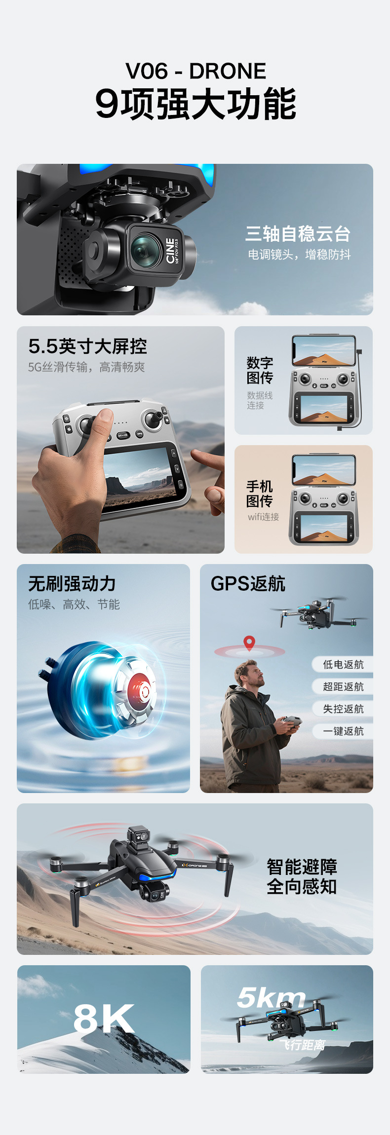 Tres ejes PTZ drone GPS pequeño avión profesional hd fotografía aérea niños rc avión juguetes niño pic 2