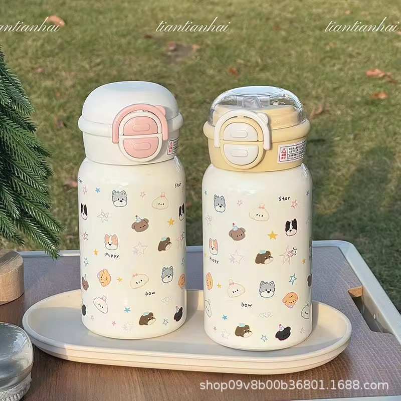 Simple insulated cup for girls with straw, high appearance level, double drinking cup 316 new model, portable for students, stainless steel insulated pic 11