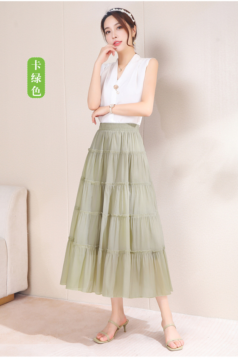 Fairy Forest style sweet pleated skirt 2024 new summer Design sense Light and thin skirt, fashionable high-waisted half skirt pic 16