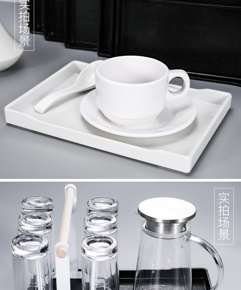 塑料托盘长方形酒店客房北欧茶盘水杯托盘洗漱用品餐饮餐具商用黑详情18