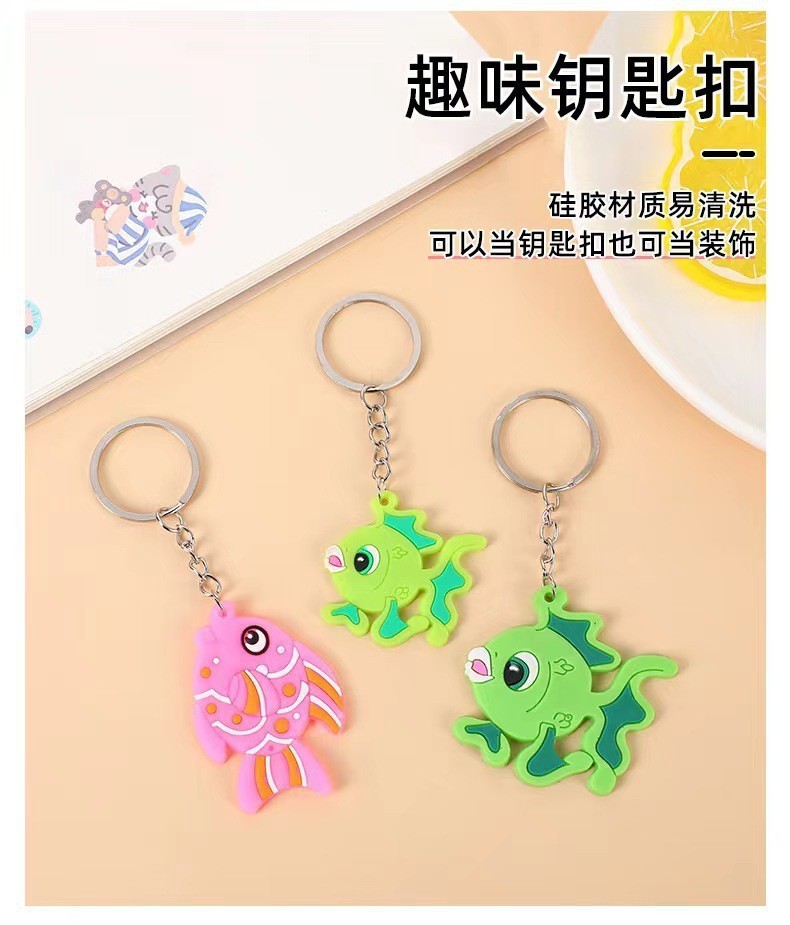 跨境亚马逊新款卡通海洋世界钥匙扣PVC软胶海洋鱼类钥匙扣小礼品详情5