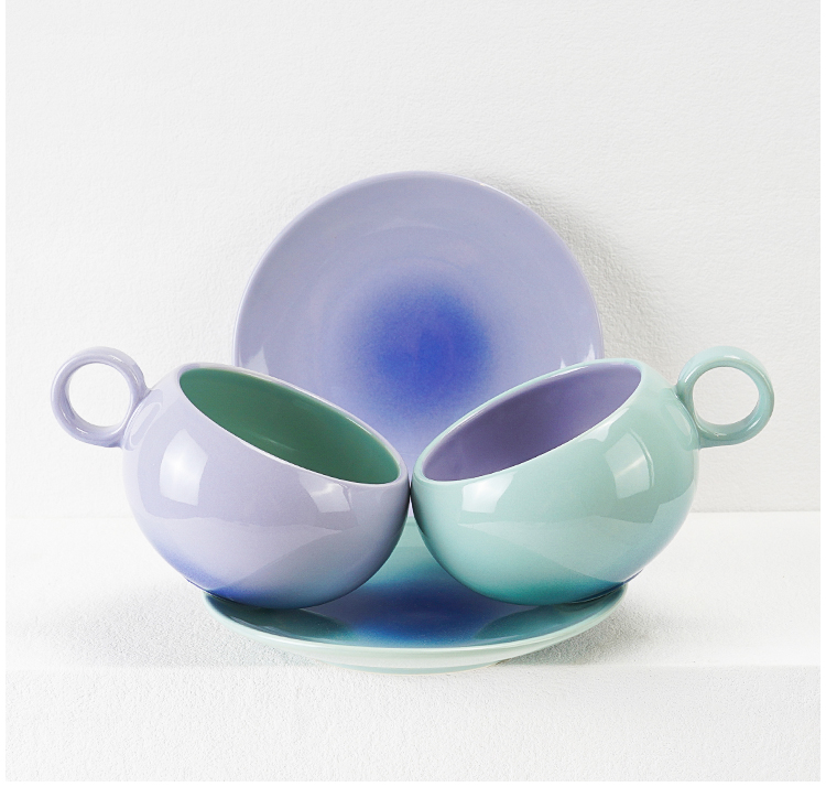 1F31 Egg cup Coffee Cup, ceramic color glaze color-blocking ins style macaron color-blocking latte latte latte cup pic 19