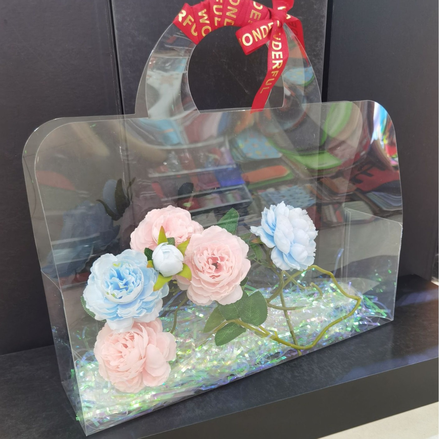 鲜花手提袋高清透明 花束礼品袋 伴手礼花盒 鲜花包装花束手提袋 精美花盒礼品袋详情2