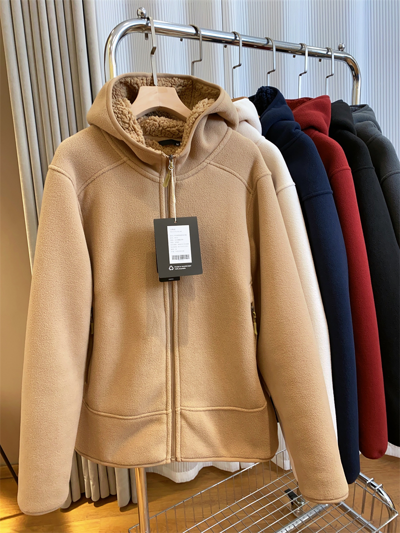 黑科技发热双面摇粒绒拉链连帽加厚情侣外套卫衣女详情15