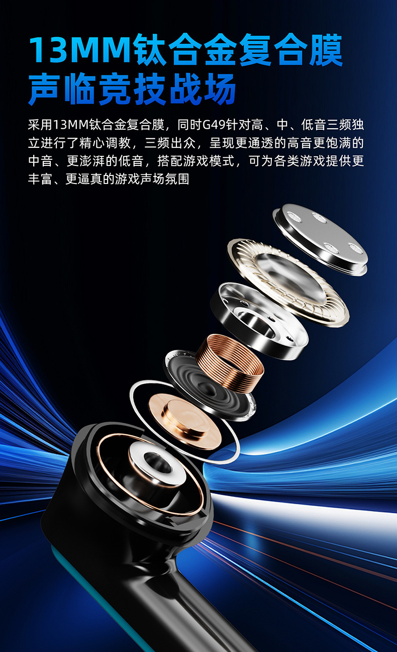 The new cross-border mecha headphones PRO50 wireless Bluetooth headphones are low-latency tws aemai Bluetooth headphones for gaming pic 11