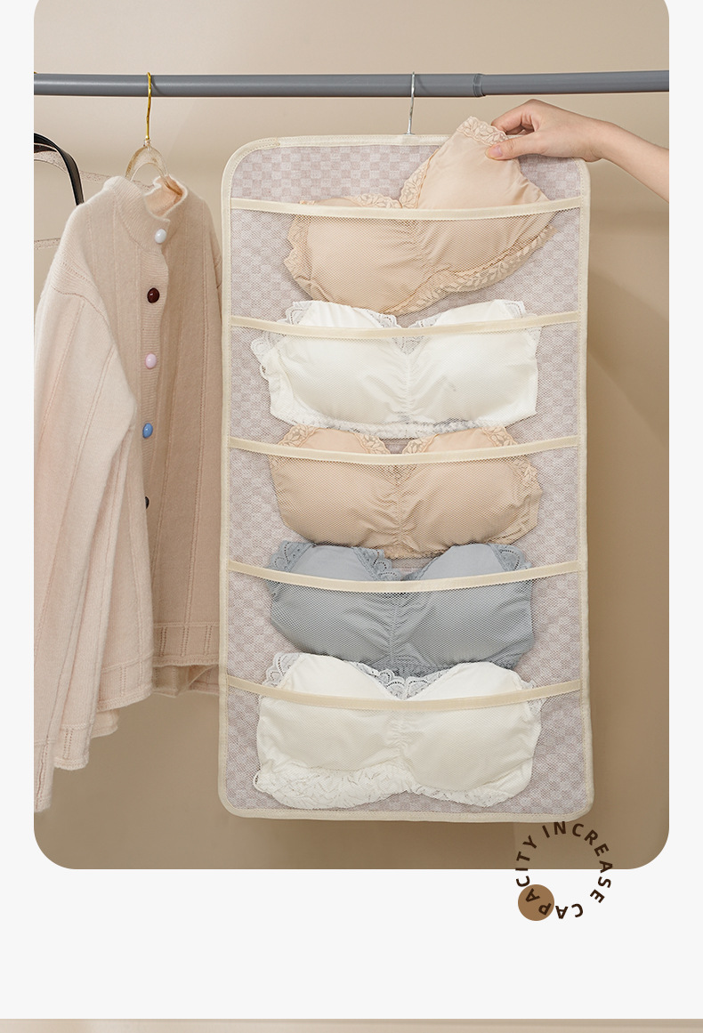 Wall-mounted storage bag, a household bra and sock organizing wonder, dust-proof storage bag, home and dormitory storage box pic 10