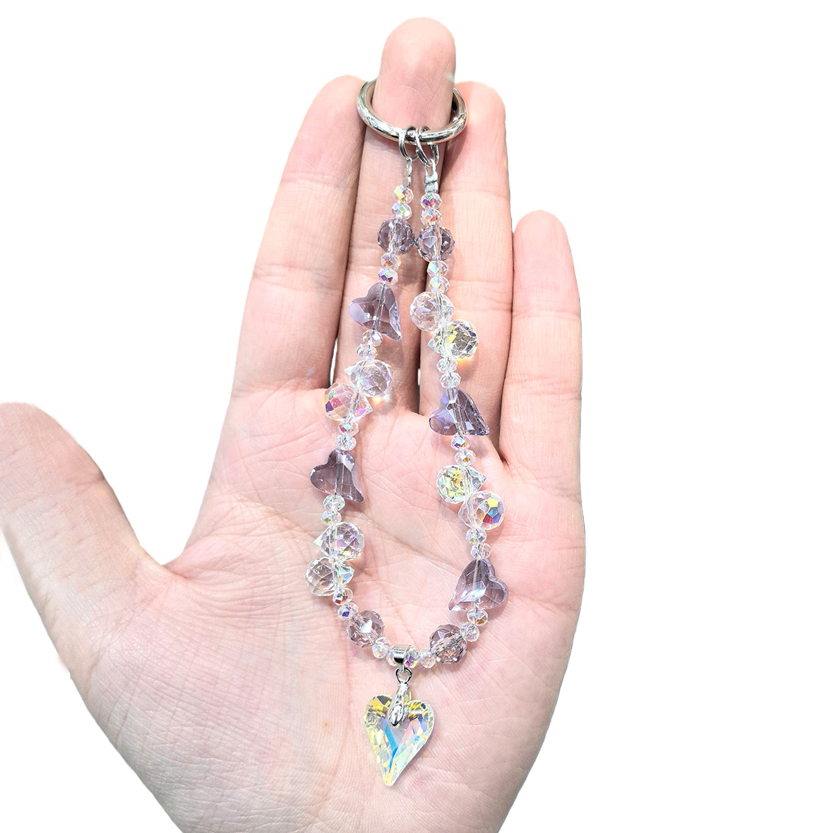 Fashionable and trendy, high-end, dazzling crystal heart-shaped pendant, mobile phone chain, keychain, beaded pendant, mobile phone chain pic 5