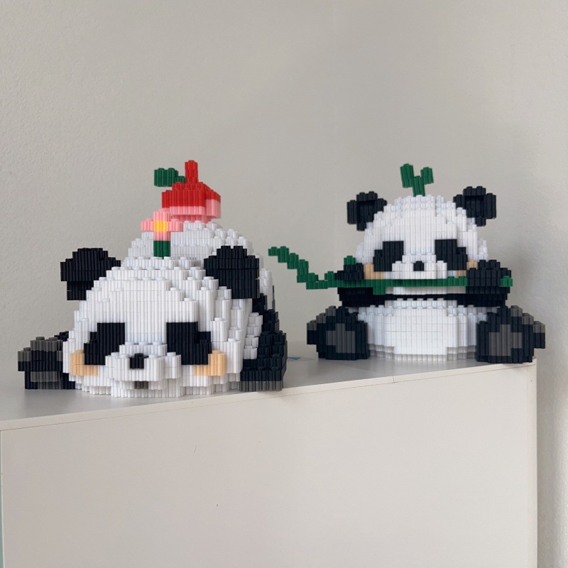 超萌花花熊猫国潮积木小颗粒儿童玩具高难度立体摆件拼图女孩礼物国潮详情10