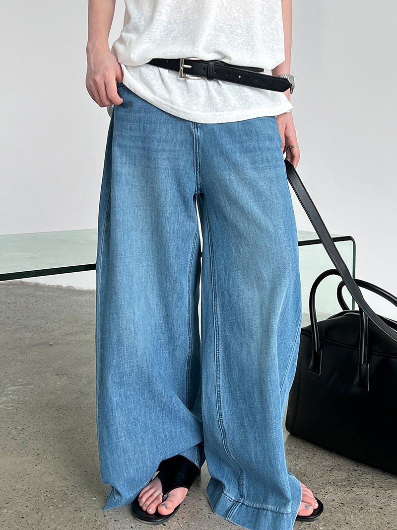 Luxi American 9-inch slightly flared jeans for women, 2025 Summer New style casual loose wide-leg pants with a drape, 68326 pic 26