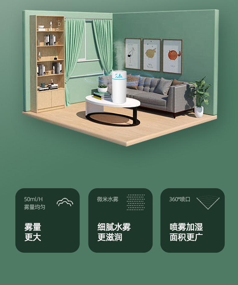 New type of humidifier, home and office silent USB air humidifier, fog volume water replenishment spray machine, factory direct sales M142 pic 7
