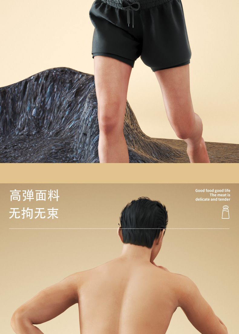 泳裤男防尴尬双层速干男士游泳裤平角沙滩裤温泉游泳装备套装批发详情13