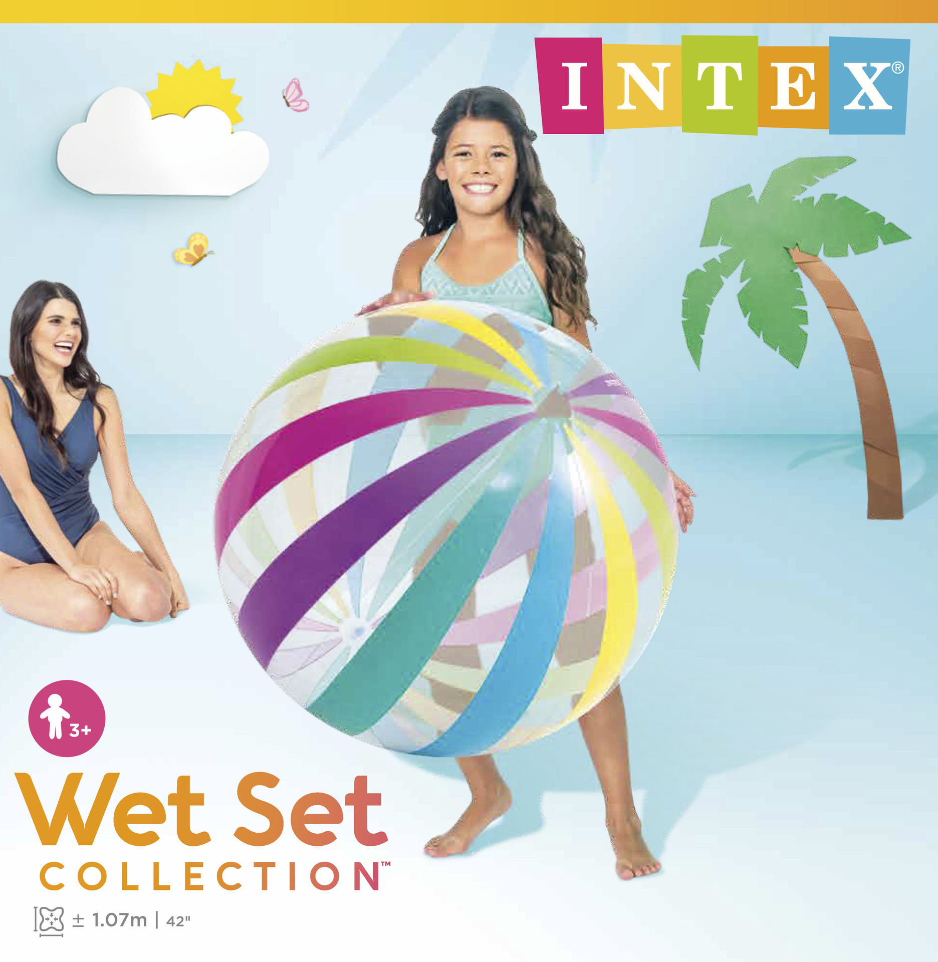 INTEX 59065 充气沙滩球游泳池漂浮玩具大球宝宝小孩水上大排球 高档环保 充气加厚 炫彩条纹详情1