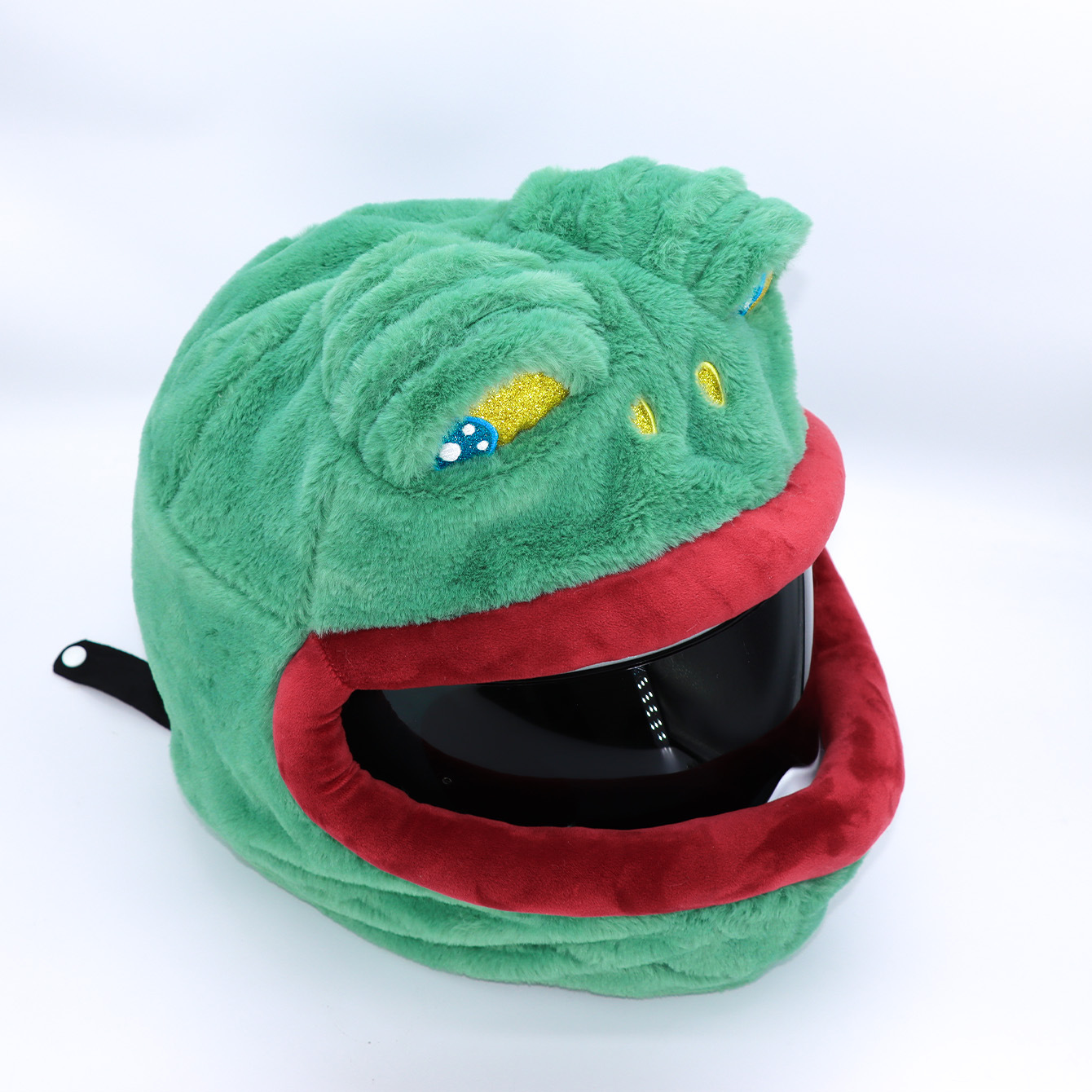 毛绒头盔套搞怪大嘴青蛙全盔帽罩机车头套跨境新品头盔套帽详情4