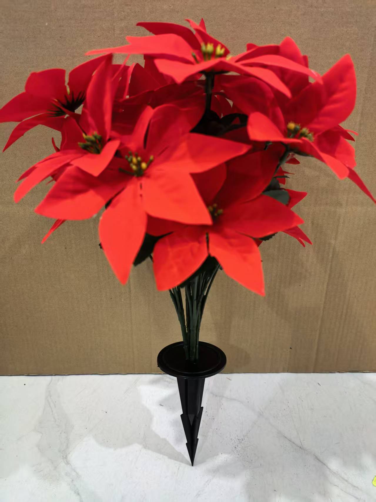 Cross-border Temu Foreign Trade consignment, artificial Christmas bouquets, outdoor floor nails, artificial flowers, Christmas decoration velvet artificial flower factory pic 12