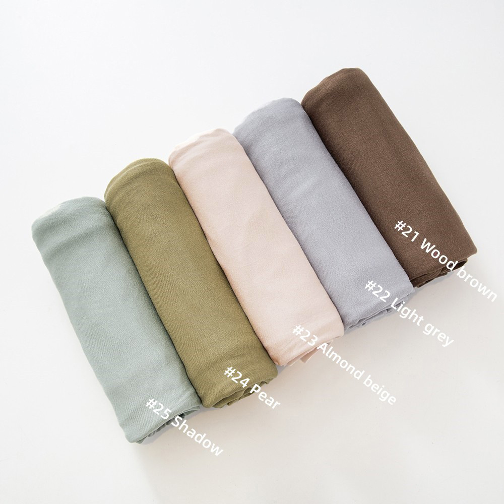 High-quality solid color modal rolled-up mercerized cotton scarves, shawls and headscarves for cross-border Middle East Jerseyscarf pic 7