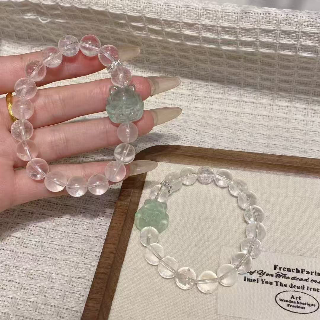 白水晶手链女和田玉海蓝宝南红玛瑙蜜蜡小众轻奢精致手串紫水晶手详情5