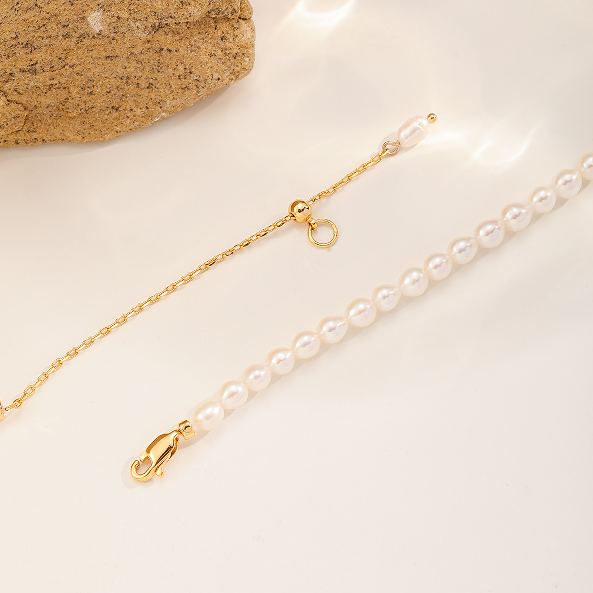 娜莎跨境专供淡水珍珠项链配饰女铜丝手工编制双生花项链女不掉色详情9