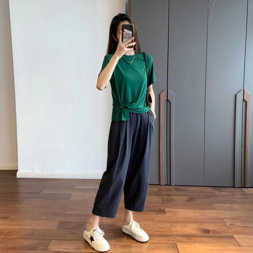 薄款阔腿九分裤女夏纯棉休闲直筒萝卜裤小个子日系显瘦宽松工装裤详情25