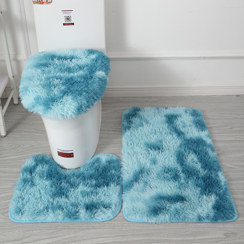 Factory direct sales and wholesale of tie-dyed silk and wool sets, three-piece sets, U-shaped toilets, bathroom floor MATS, water-absorbing and anti-slip pic 10