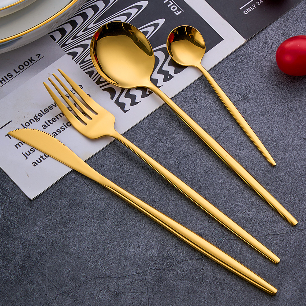 跨境不锈钢餐具刀叉勺子高颜值葡萄牙甜品牛排西餐spoons24件套装详情3