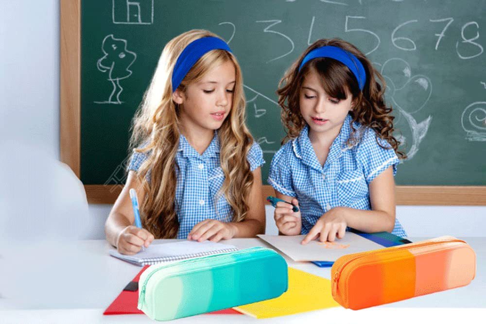 Color sólido estilo japonés bolsa de silicona personalizado gradiente color estudiante papelería almacenamiento pen bag pic 10