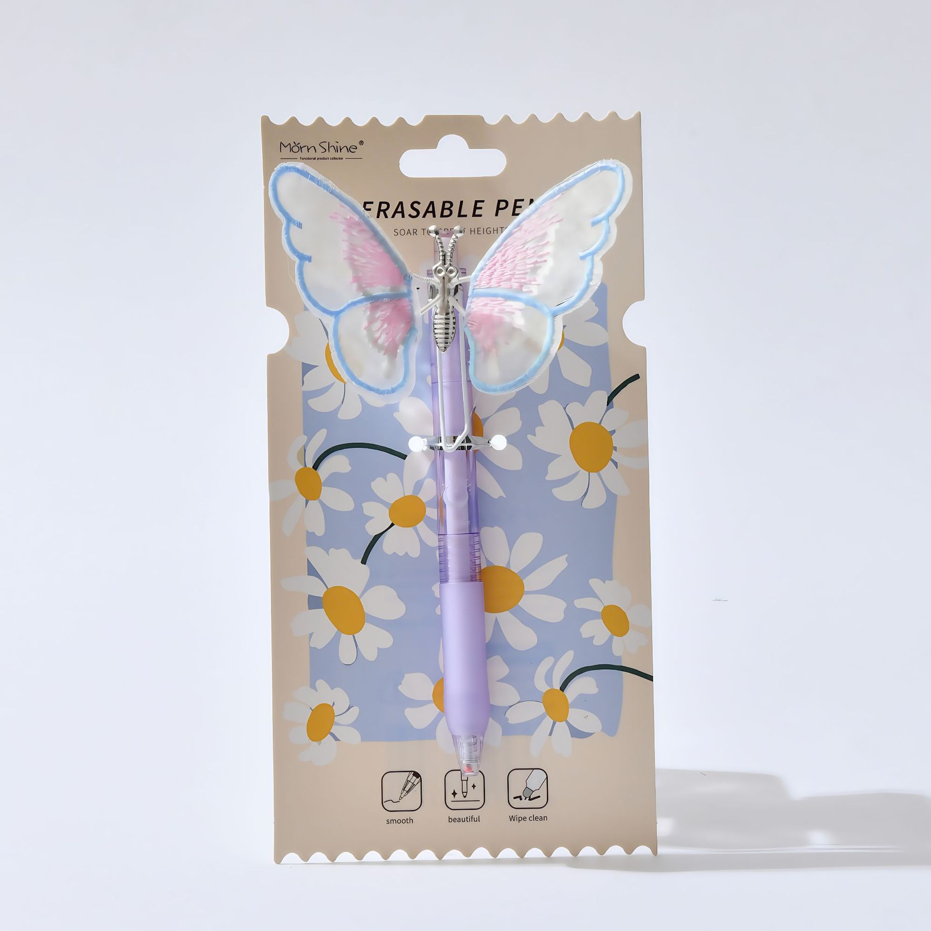 Chenxi butterfly-shaped press erasable gel pen Crystal blue Student black stationery wholesale erasable pen pic 6