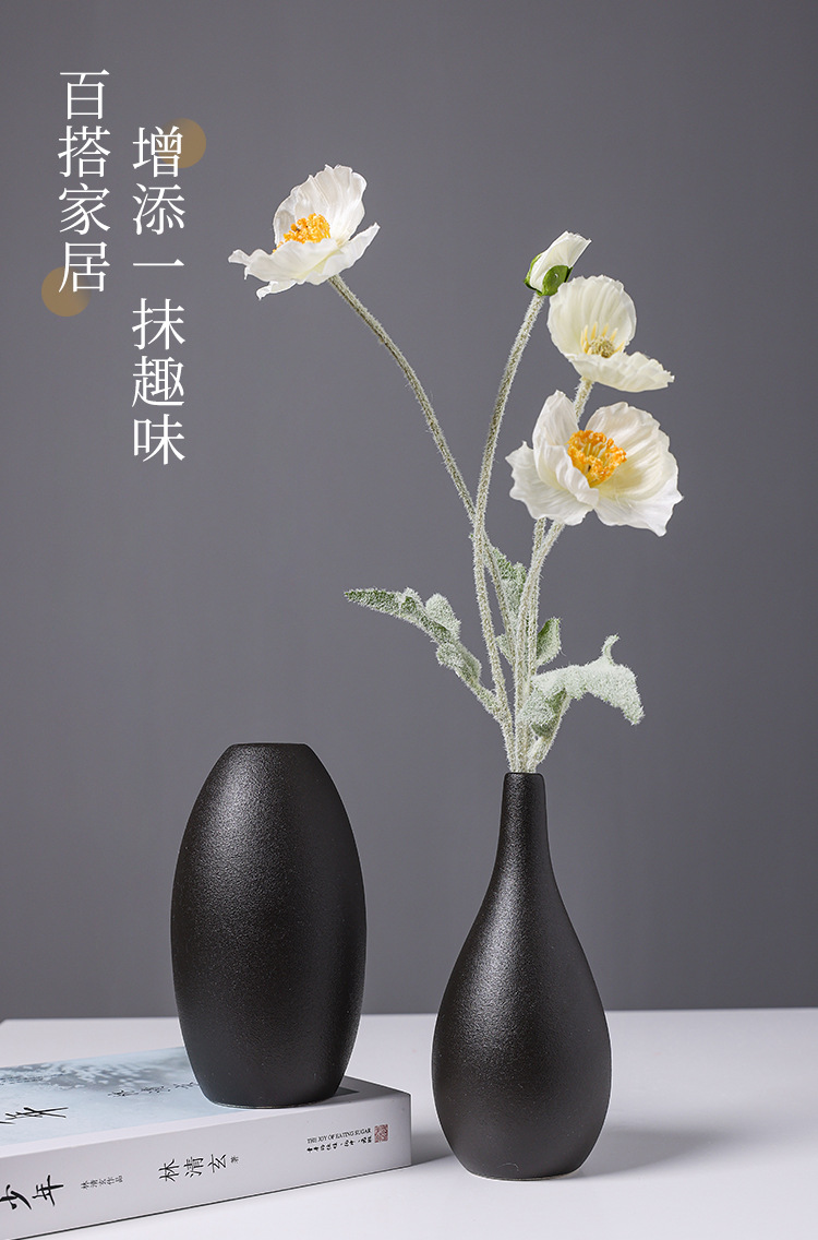 2025欧式黑色陶瓷花瓶摆件高级感酒店家居客厅玄关桌面插干花鲜花水培花器批发详情3