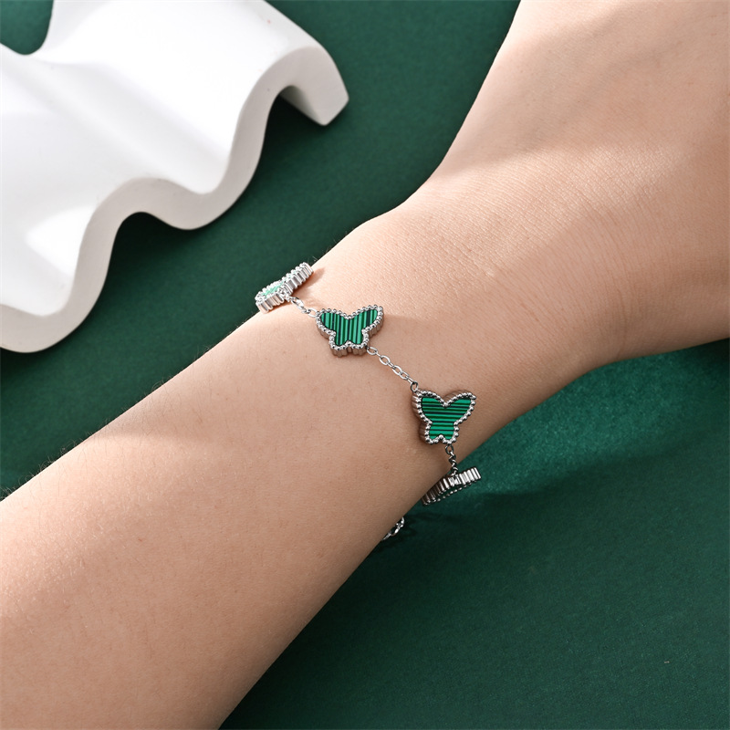 跨境时尚热销蝴蝶贝手链不锈钢简约脚链网红小众设计感饰品厂批发详情10