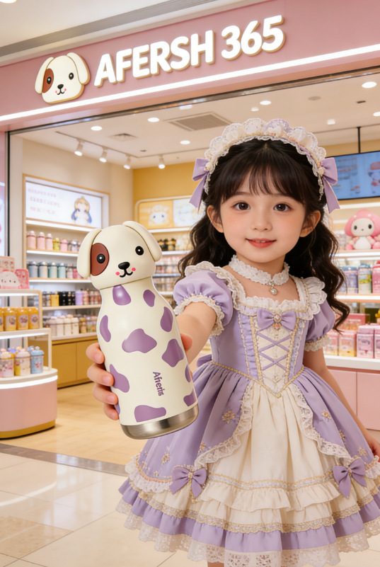 新款小狗创意卡通公仔不锈钢保温杯便携式运动水杯儿童学生杯详情13