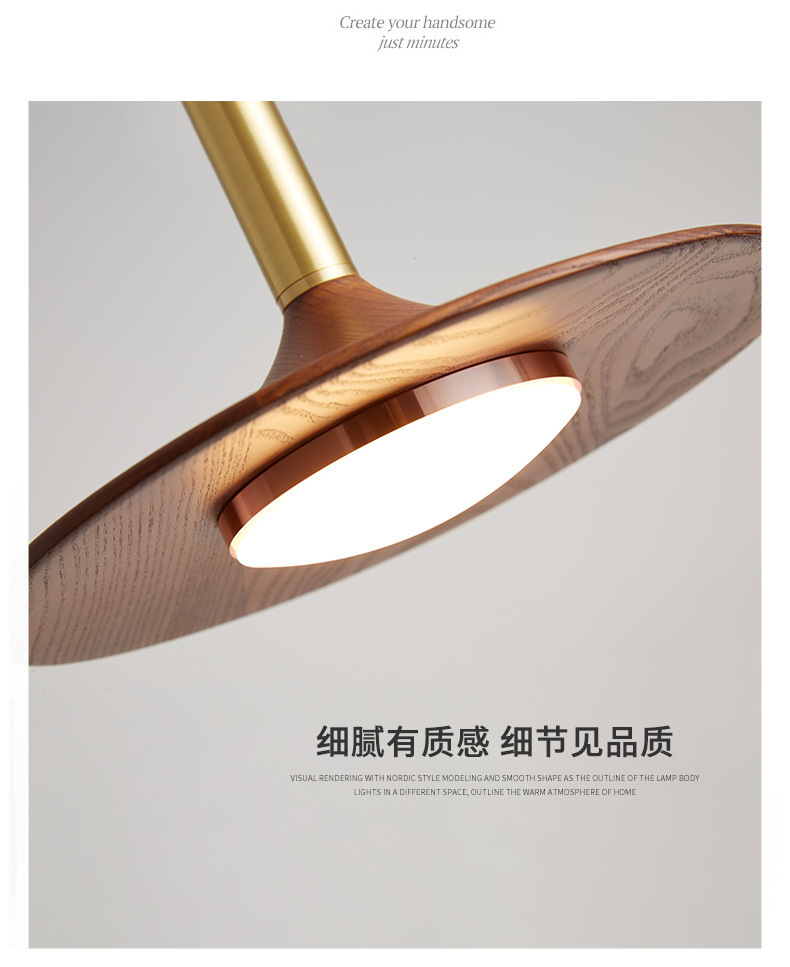 Retro new Chinese-style led lamps with a grand and high-end feel, walnut-colored solid wood pendant lamps, French and Chinese-style dining room lamps pic 3