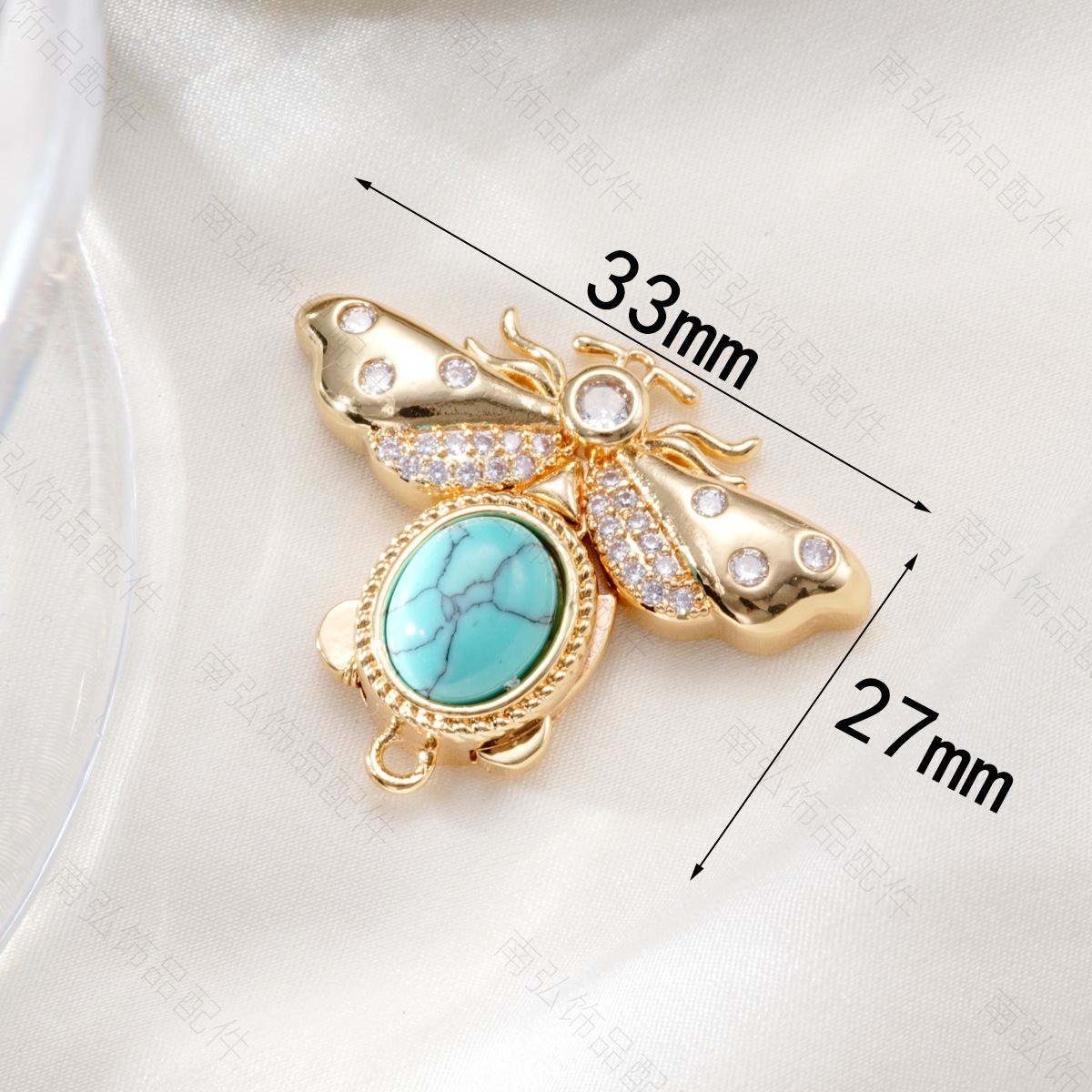 Copper-plated 18k color retention micro-inlaid zircon red agate insect bracelet, pearl necklace, clasp, DIY jewelry accessories pic 5